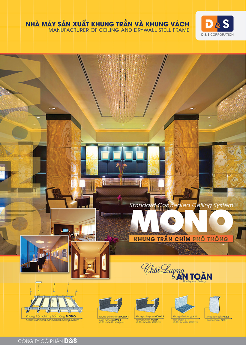 Khung trần chìm phổ thông Mono